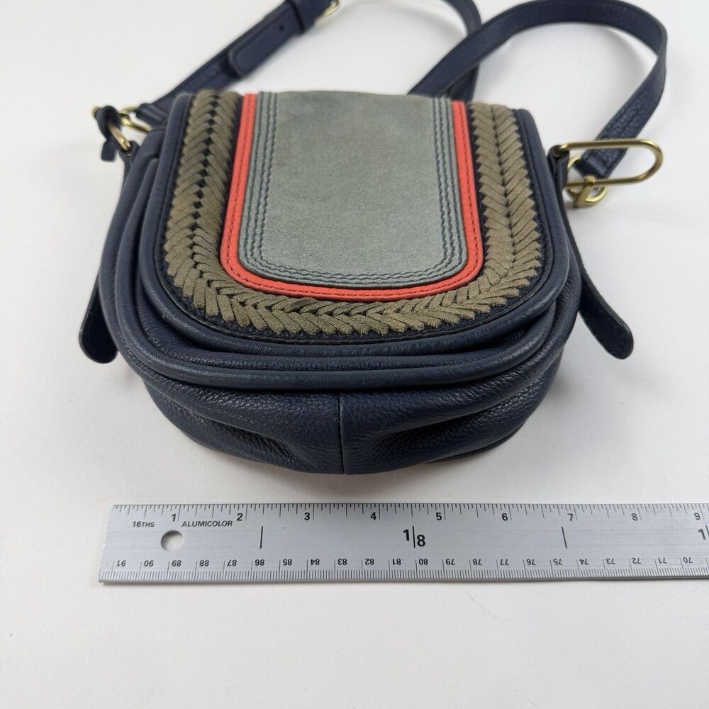Fossil Rumi Small Crossbody Bag Suede Pebble Leather Mix Braid Trim Boho Flaw - Picture 11 of 13